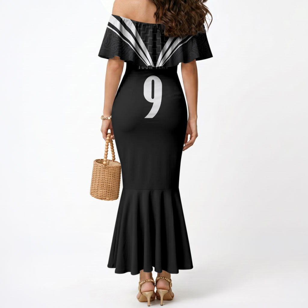 New Zealand Maori Rugby Custom Mermaid Dress Aotearoa Tribal Motif Retro Concept