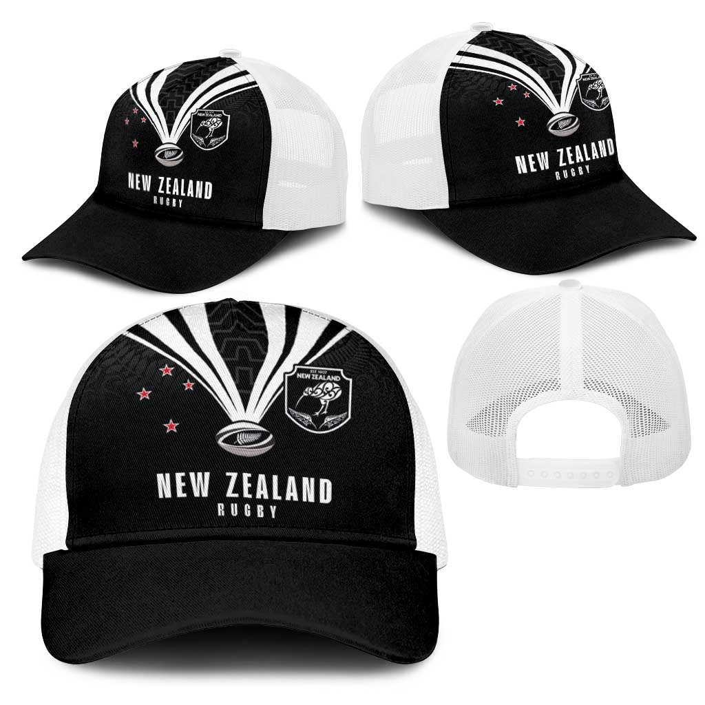 New Zealand Maori Rugby Mesh Trucker Cap Aotearoa Tribal Motif Retro Concept