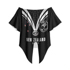 New Zealand Maori Rugby Custom Off Shoulder Wrap Waist Top Aotearoa Tribal Motif Retro Concept