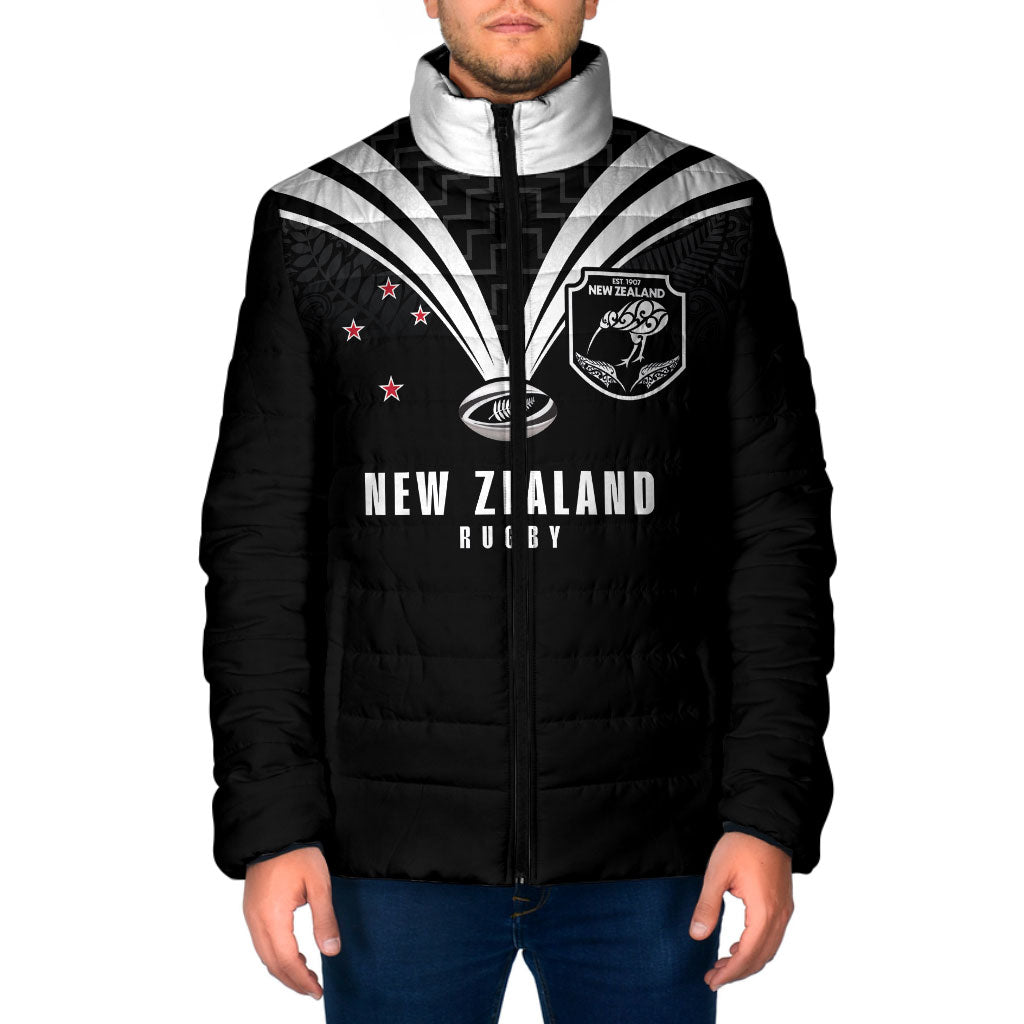 New Zealand Maori Rugby Custom Padded Jacket Aotearoa Tribal Motif Retro Concept