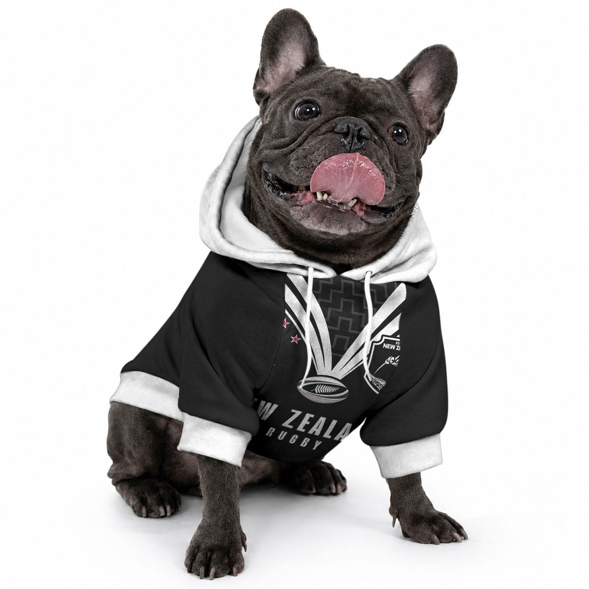New Zealand Maori Rugby Custom Pet Hoodie Aotearoa Tribal Motif Retro Concept