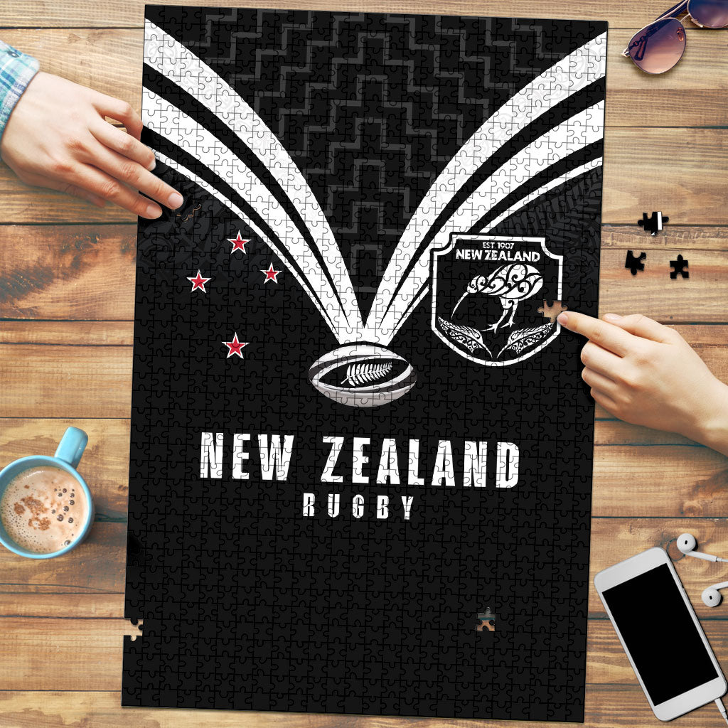 New Zealand Maori Rugby Puzzle Aotearoa Tribal Motif Retro Concept