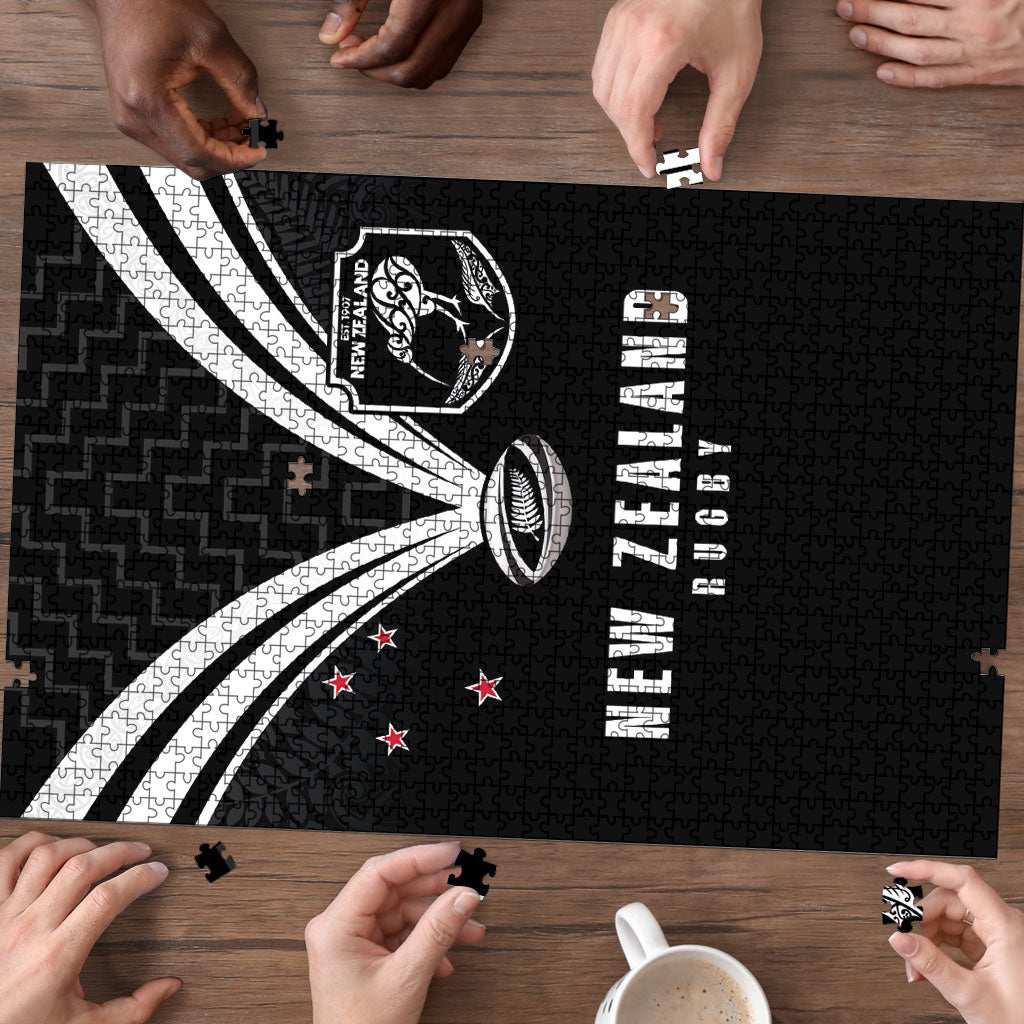 New Zealand Maori Rugby Puzzle Aotearoa Tribal Motif Retro Concept