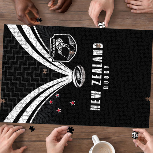 New Zealand Maori Rugby Puzzle Aotearoa Tribal Motif Retro Concept