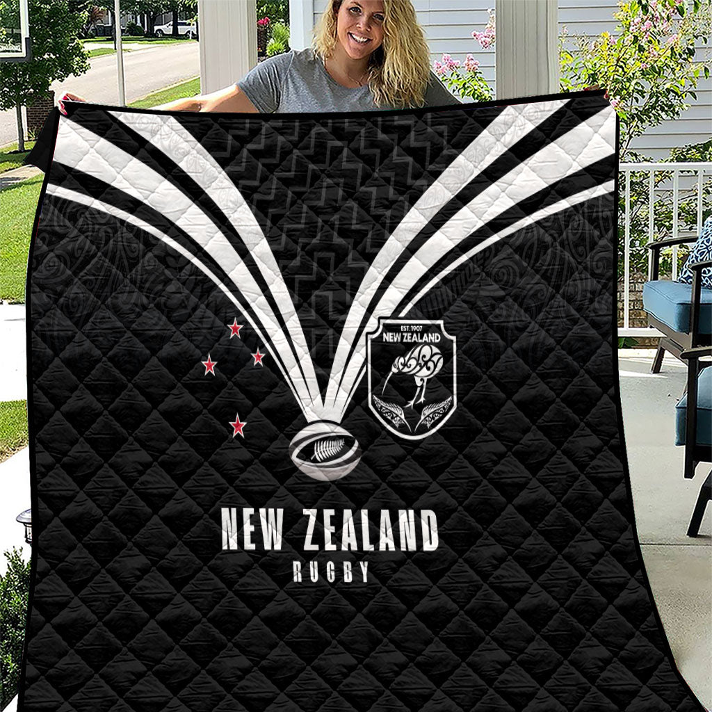 New Zealand Maori Rugby Quilt Aotearoa Tribal Motif Retro Concept