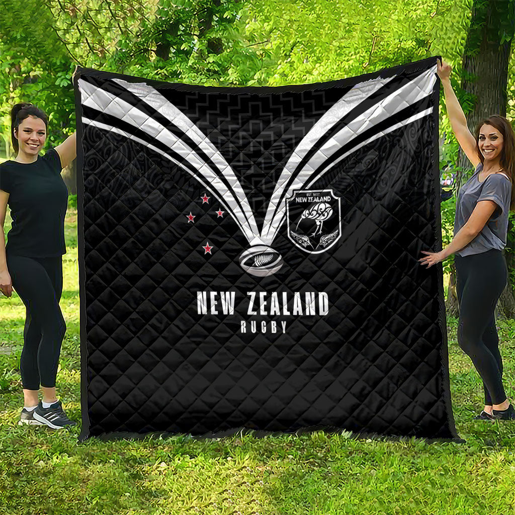 New Zealand Maori Rugby Quilt Aotearoa Tribal Motif Retro Concept