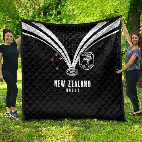 New Zealand Maori Rugby Quilt Aotearoa Tribal Motif Retro Concept