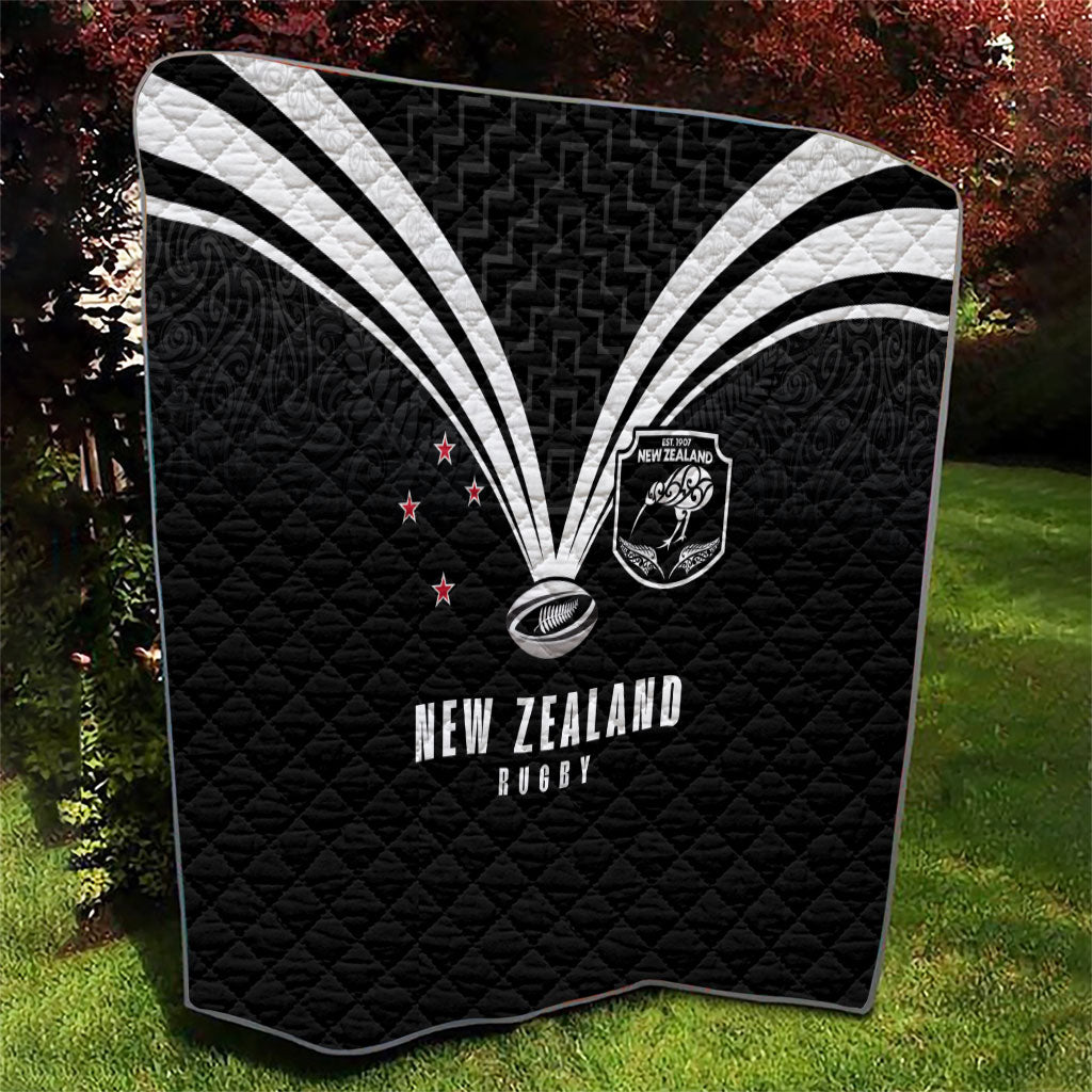 New Zealand Maori Rugby Quilt Aotearoa Tribal Motif Retro Concept