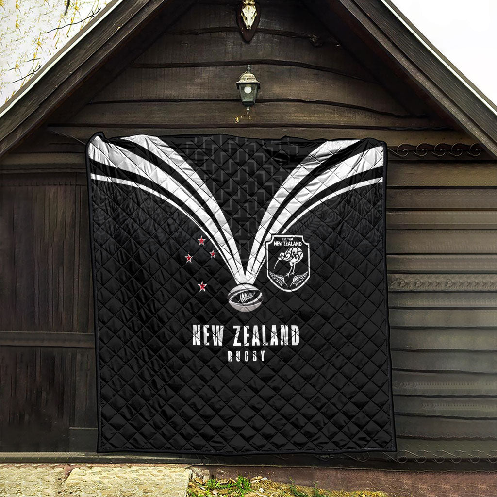 New Zealand Maori Rugby Quilt Aotearoa Tribal Motif Retro Concept