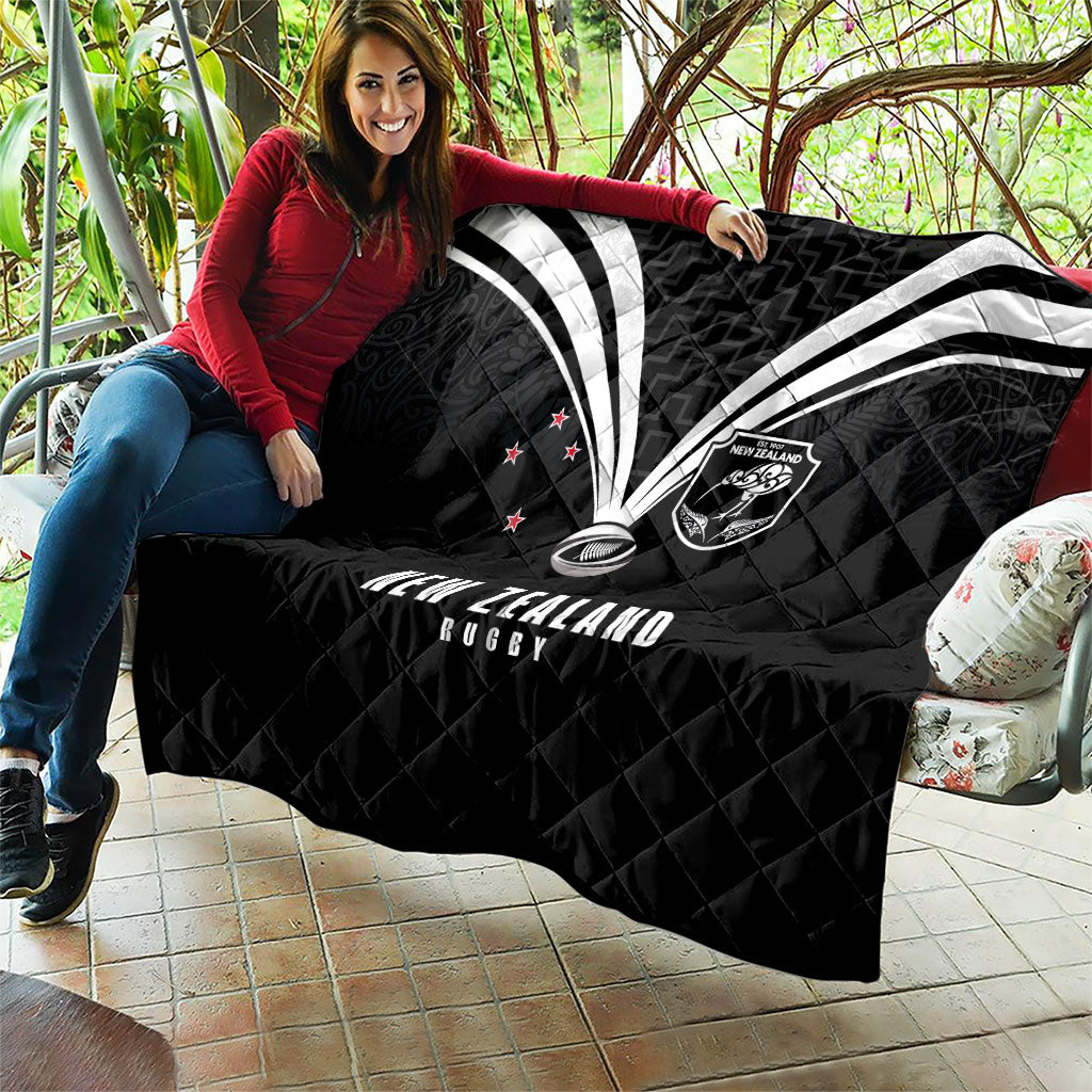 New Zealand Maori Rugby Quilt Aotearoa Tribal Motif Retro Concept