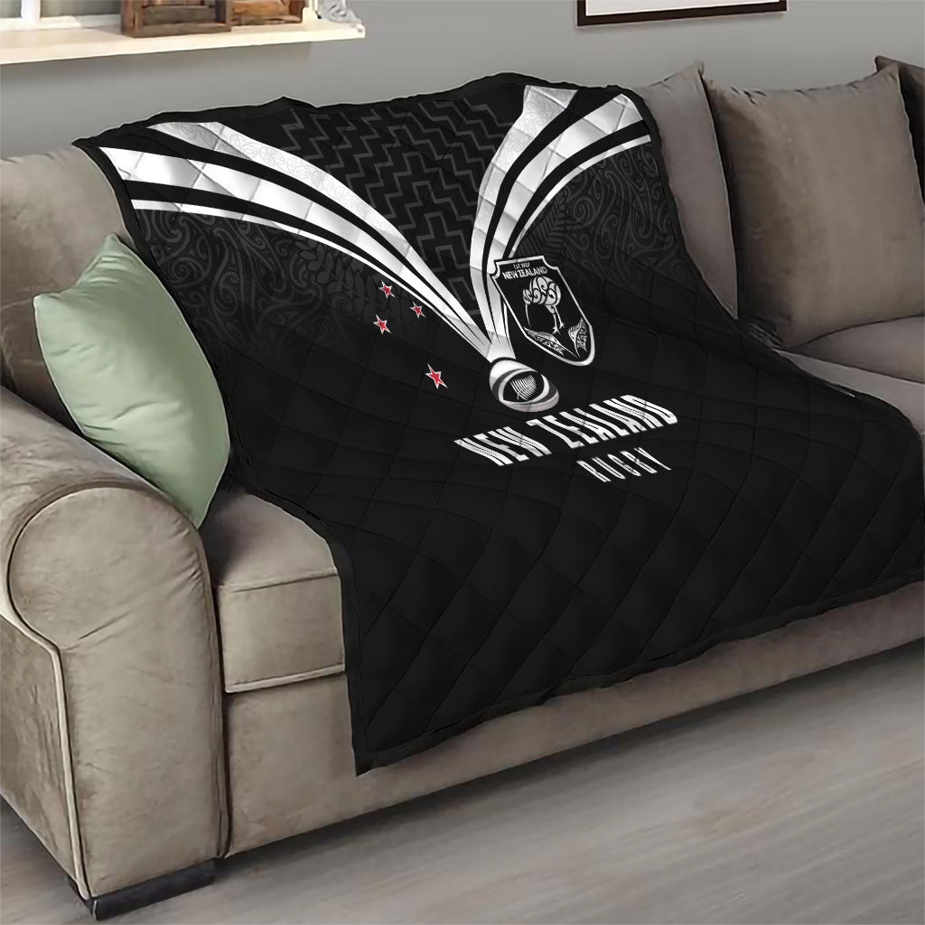 New Zealand Maori Rugby Quilt Aotearoa Tribal Motif Retro Concept