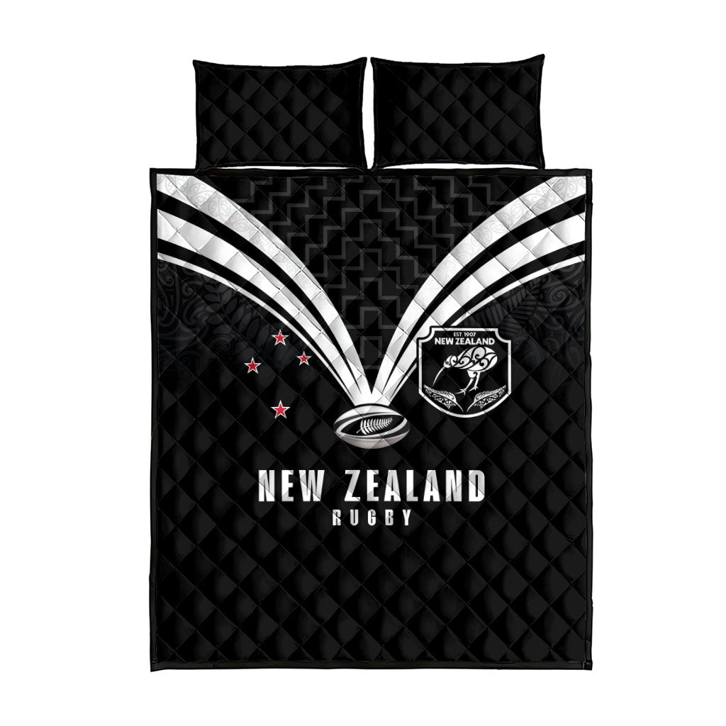 New Zealand Maori Rugby Quilt Bed Set Aotearoa Tribal Motif Retro Concept
