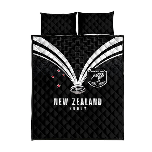 New Zealand Maori Rugby Quilt Bed Set Aotearoa Tribal Motif Retro Concept