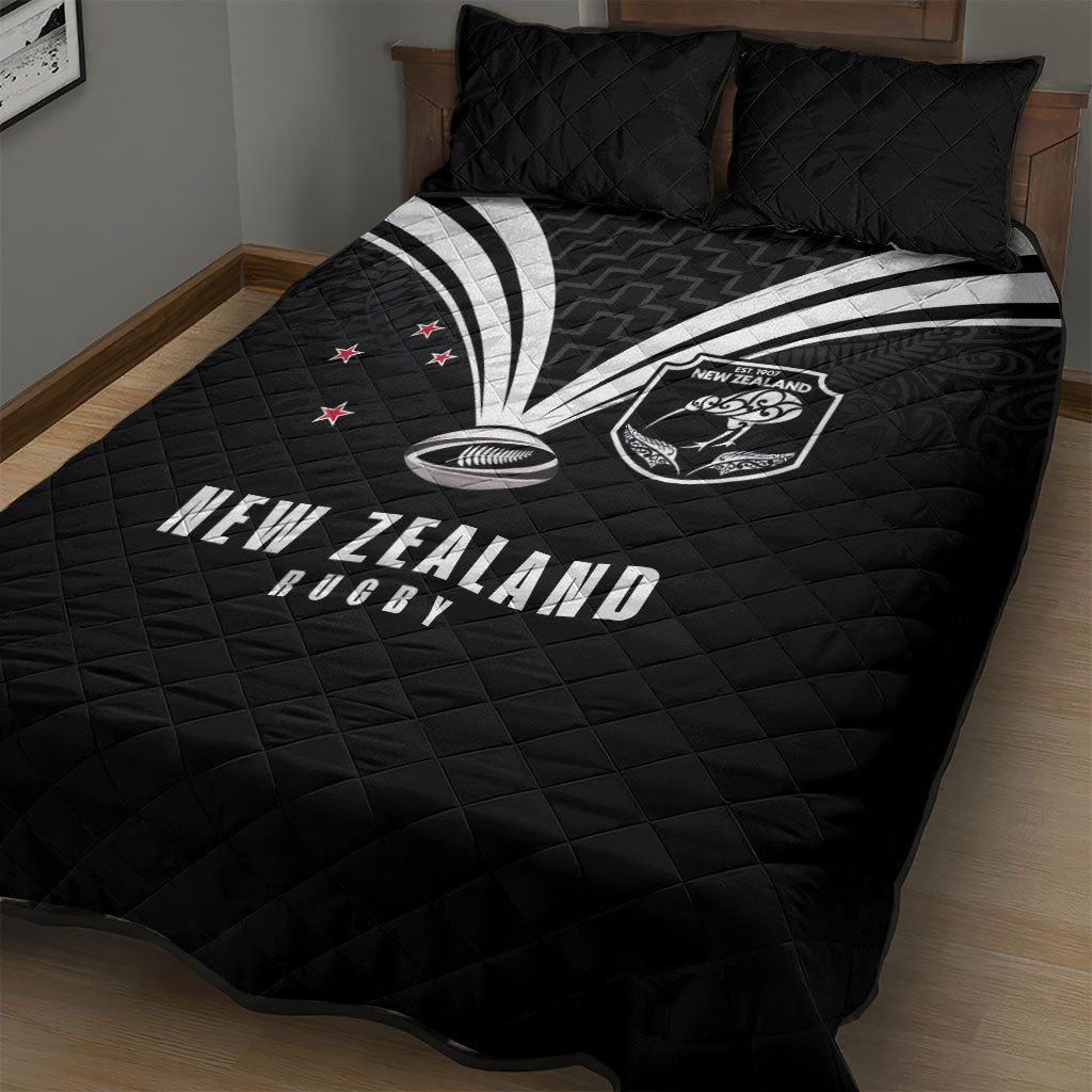 New Zealand Maori Rugby Quilt Bed Set Aotearoa Tribal Motif Retro Concept