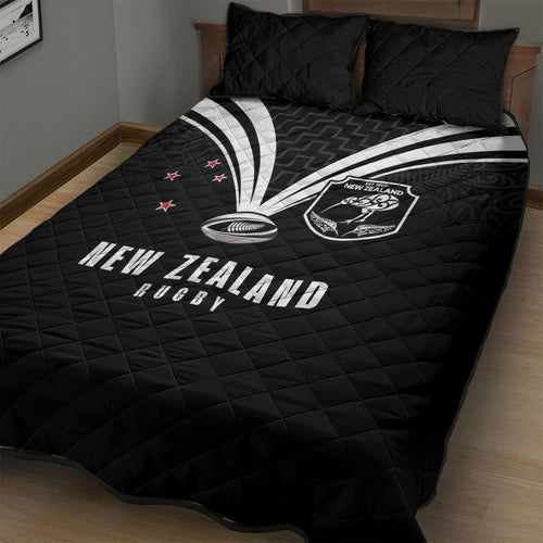 New Zealand Maori Rugby Quilt Bed Set Aotearoa Tribal Motif Retro Concept