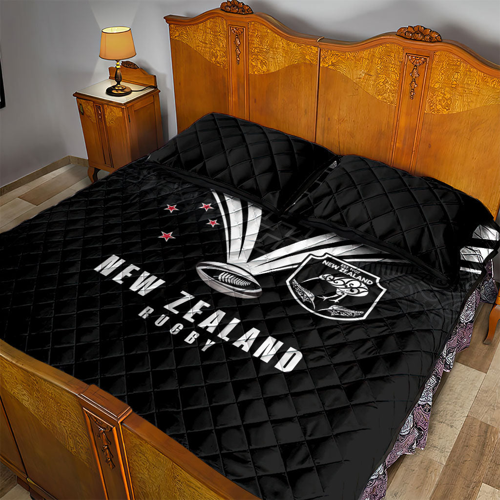 New Zealand Maori Rugby Quilt Bed Set Aotearoa Tribal Motif Retro Concept