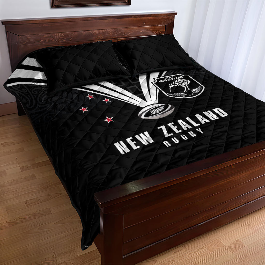 New Zealand Maori Rugby Quilt Bed Set Aotearoa Tribal Motif Retro Concept
