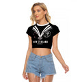 New Zealand Maori Rugby Custom Raglan Cropped T Shirt Aotearoa Tribal Motif Retro Concept