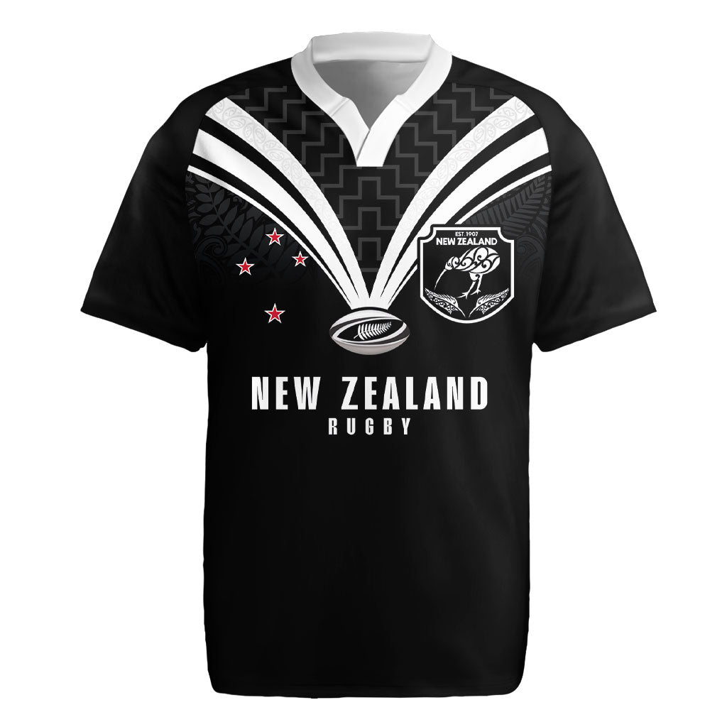 New Zealand Maori Rugby Custom Rugby Jersey Aotearoa Tribal Motif Retro Concept