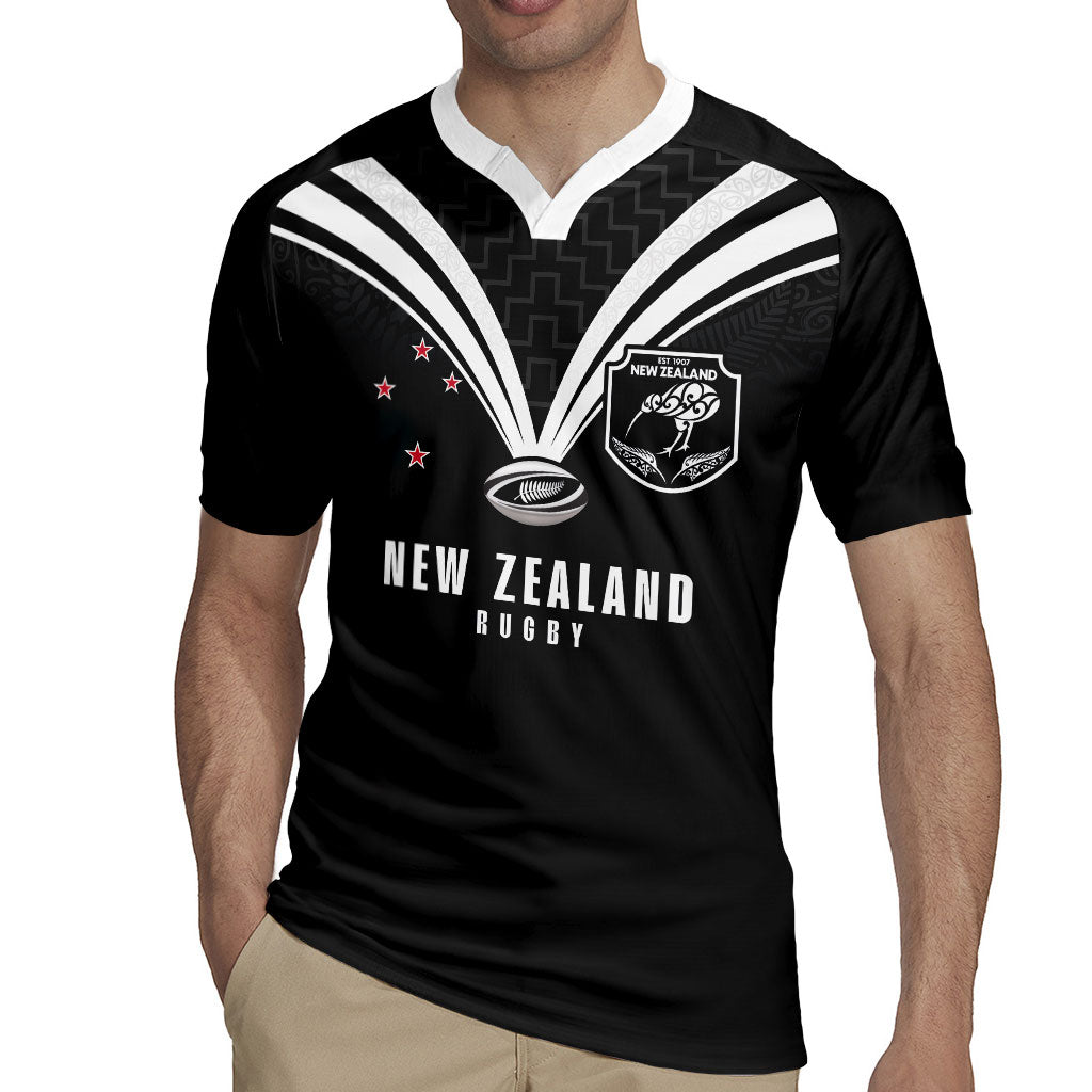 New Zealand Maori Rugby Custom Rugby Jersey Aotearoa Tribal Motif Retro Concept