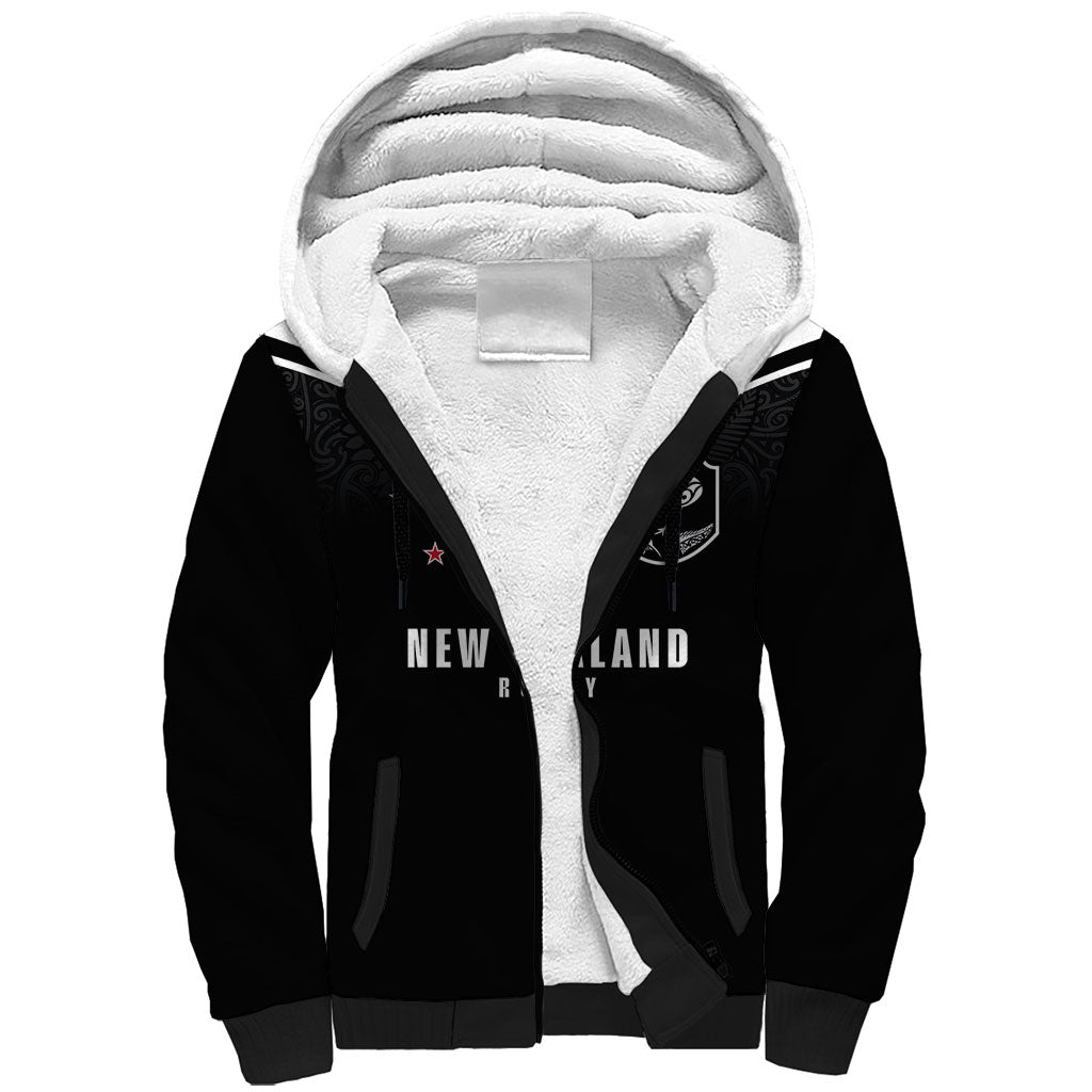 New Zealand Maori Rugby Custom Sherpa Hoodie Aotearoa Tribal Motif Retro Concept
