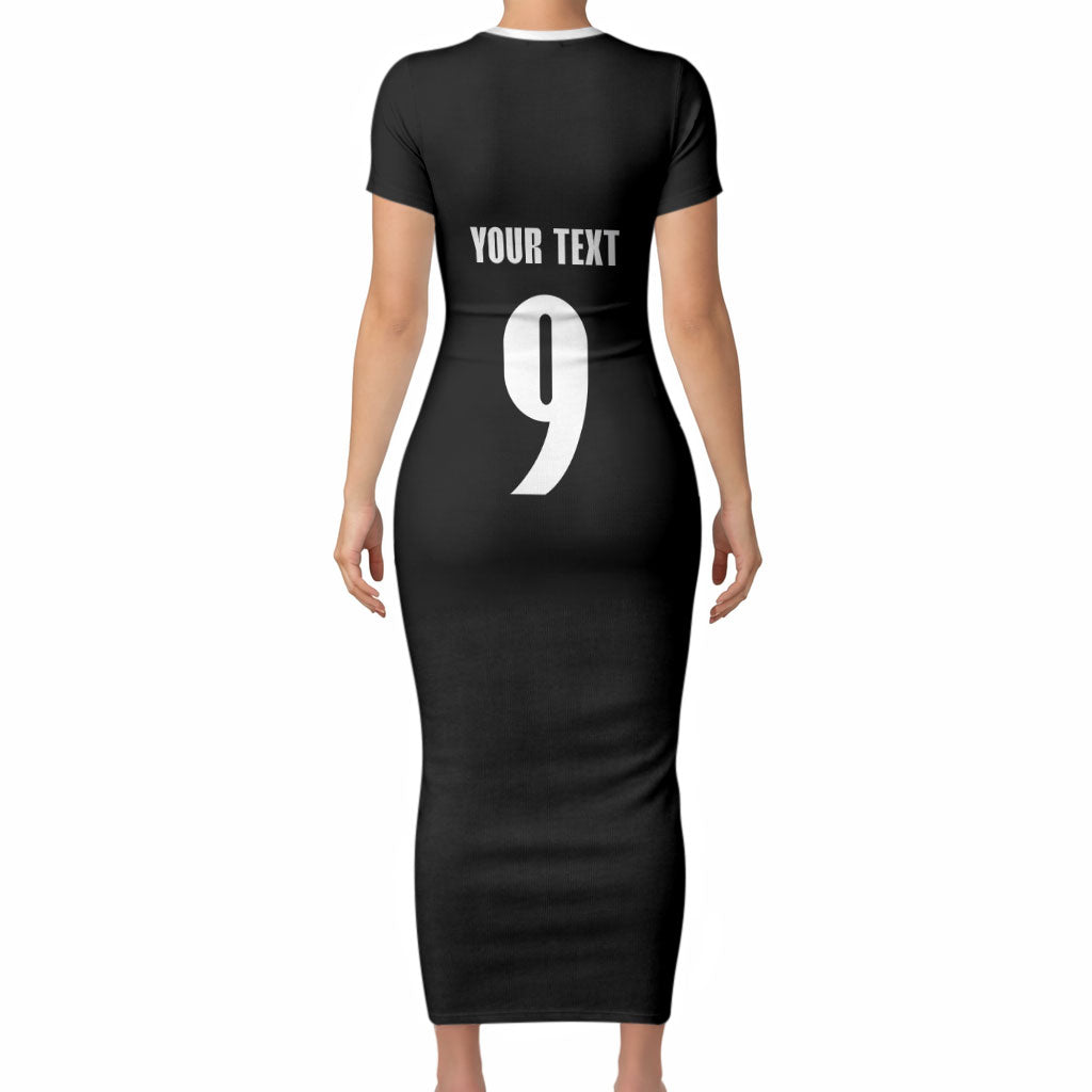 New Zealand Maori Rugby Custom Short Sleeve Bodycon Dress Aotearoa Tribal Motif Retro Concept