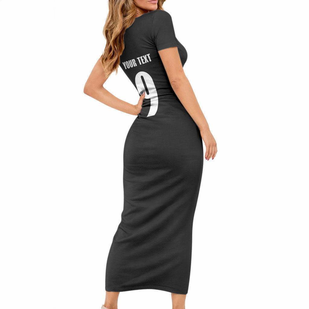 New Zealand Maori Rugby Custom Short Sleeve Bodycon Dress Aotearoa Tribal Motif Retro Concept