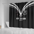 New Zealand Maori Rugby Shower Curtain Aotearoa Tribal Motif Retro Concept