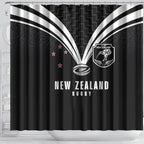 New Zealand Maori Rugby Shower Curtain Aotearoa Tribal Motif Retro Concept