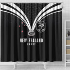 New Zealand Maori Rugby Shower Curtain Aotearoa Tribal Motif Retro Concept