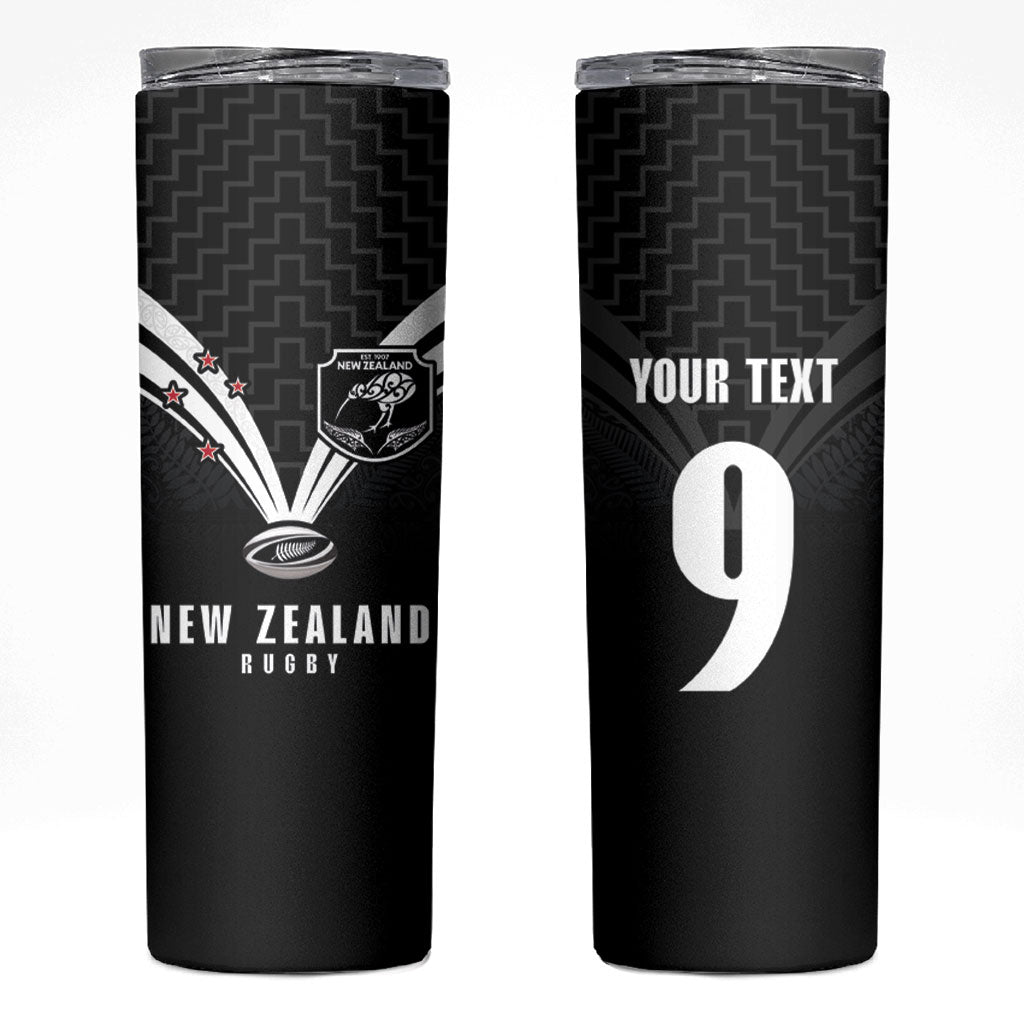 New Zealand Maori Rugby Custom Skinny Tumbler Aotearoa Tribal Motif Retro Concept