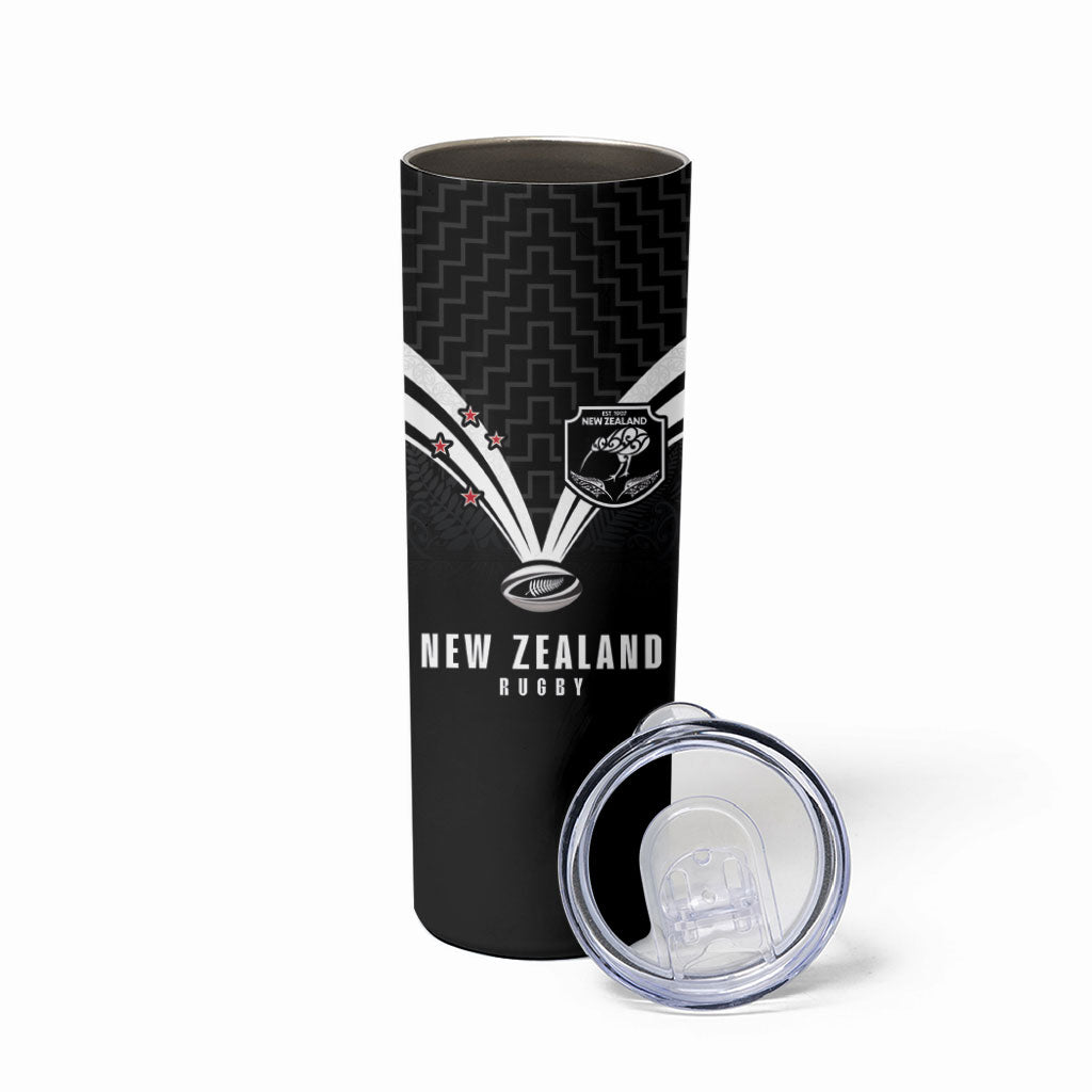 New Zealand Maori Rugby Custom Skinny Tumbler Aotearoa Tribal Motif Retro Concept