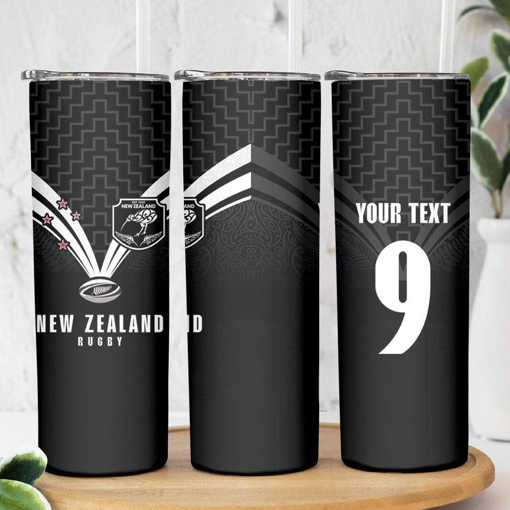 New Zealand Maori Rugby Custom Skinny Tumbler Aotearoa Tribal Motif Retro Concept
