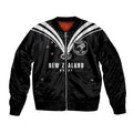 New Zealand Maori Rugby Custom Sleeve Zip Bomber Jacket Aotearoa Tribal Motif Retro Concept
