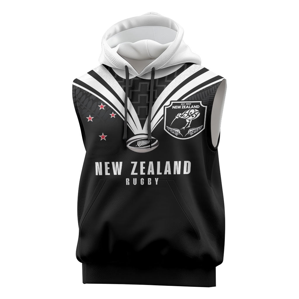 New Zealand Maori Rugby Custom Sleeveless Hoodie Aotearoa Tribal Motif Retro Concept