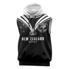 New Zealand Maori Rugby Custom Sleeveless Hoodie Aotearoa Tribal Motif Retro Concept