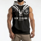 New Zealand Maori Rugby Custom Sleeveless Hoodie Aotearoa Tribal Motif Retro Concept