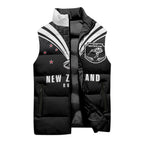 New Zealand Maori Rugby Custom Sleeveless Puffer Jacket Aotearoa Tribal Motif Retro Concept