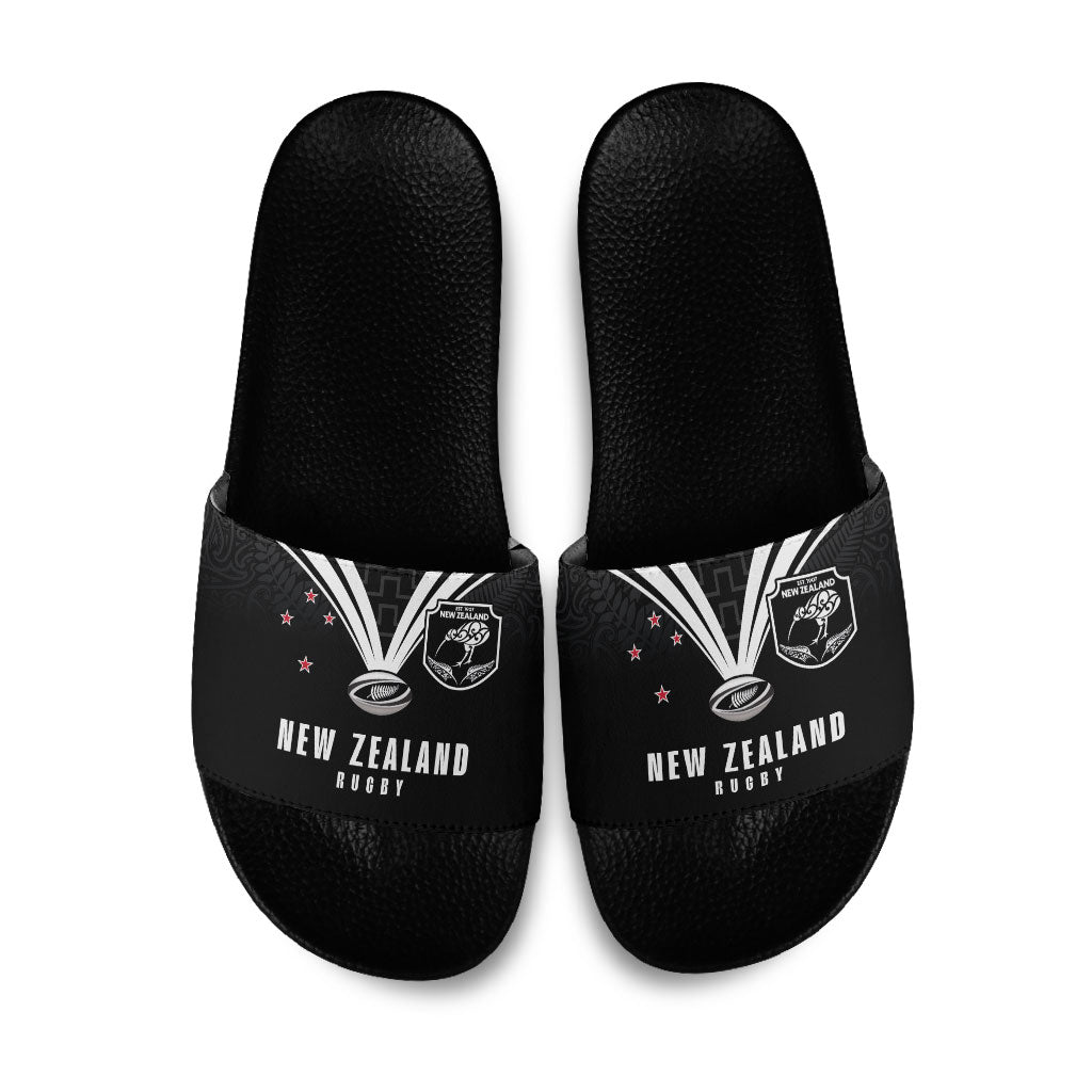 New Zealand Maori Rugby Slide Sandals Aotearoa Tribal Motif Retro Concept