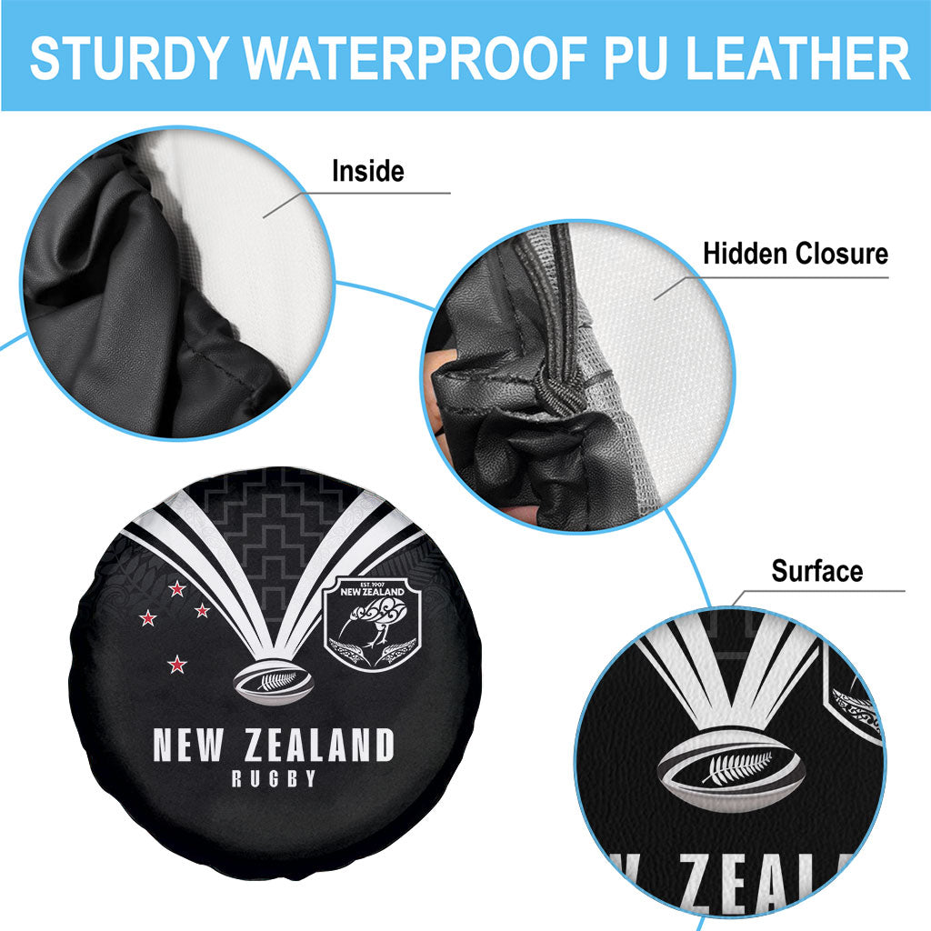 New Zealand Maori Rugby Spare Tire Cover Aotearoa Tribal Motif Retro Concept