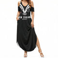 New Zealand Maori Rugby Custom Summer Maxi Dress Aotearoa Tribal Motif Retro Concept