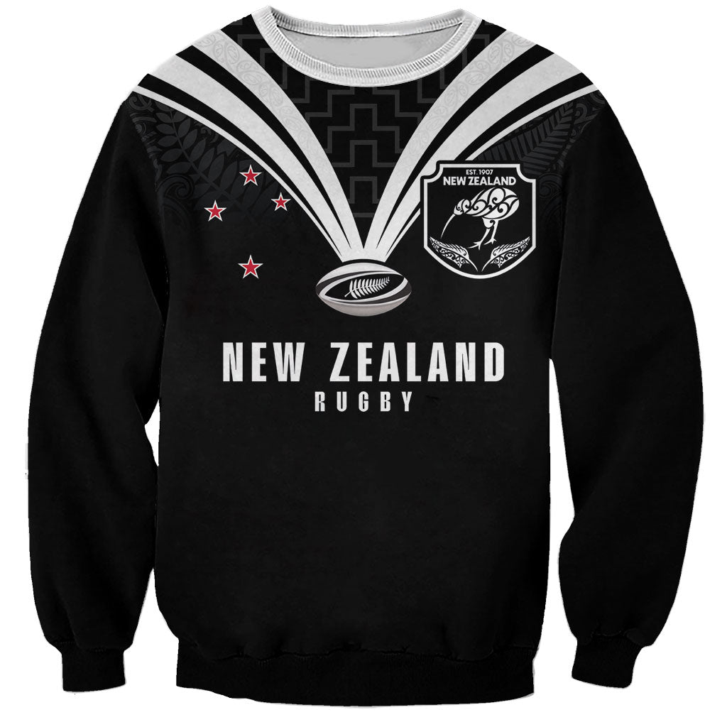 New Zealand Maori Rugby Custom Sweatshirt Aotearoa Tribal Motif Retro Concept