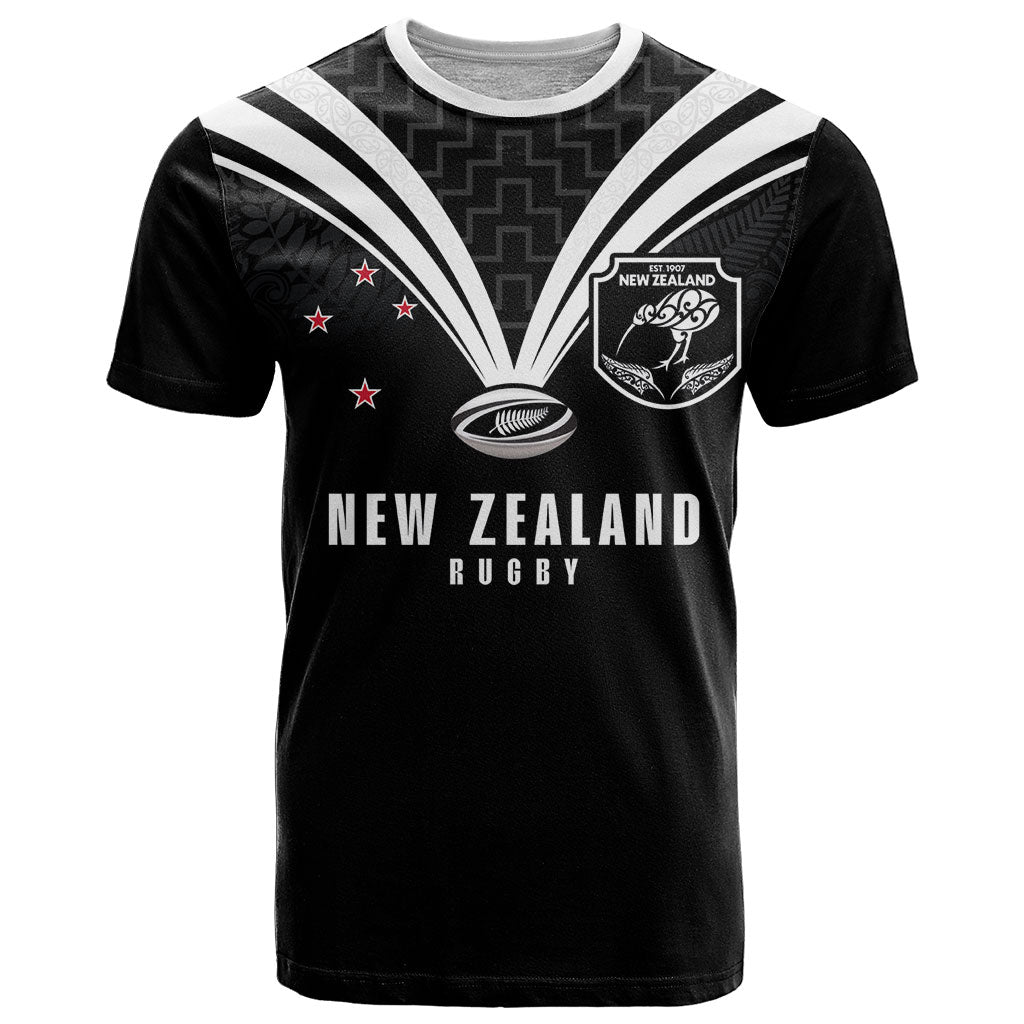 New Zealand Maori Rugby Custom T Shirt Aotearoa Tribal Motif Retro Concept