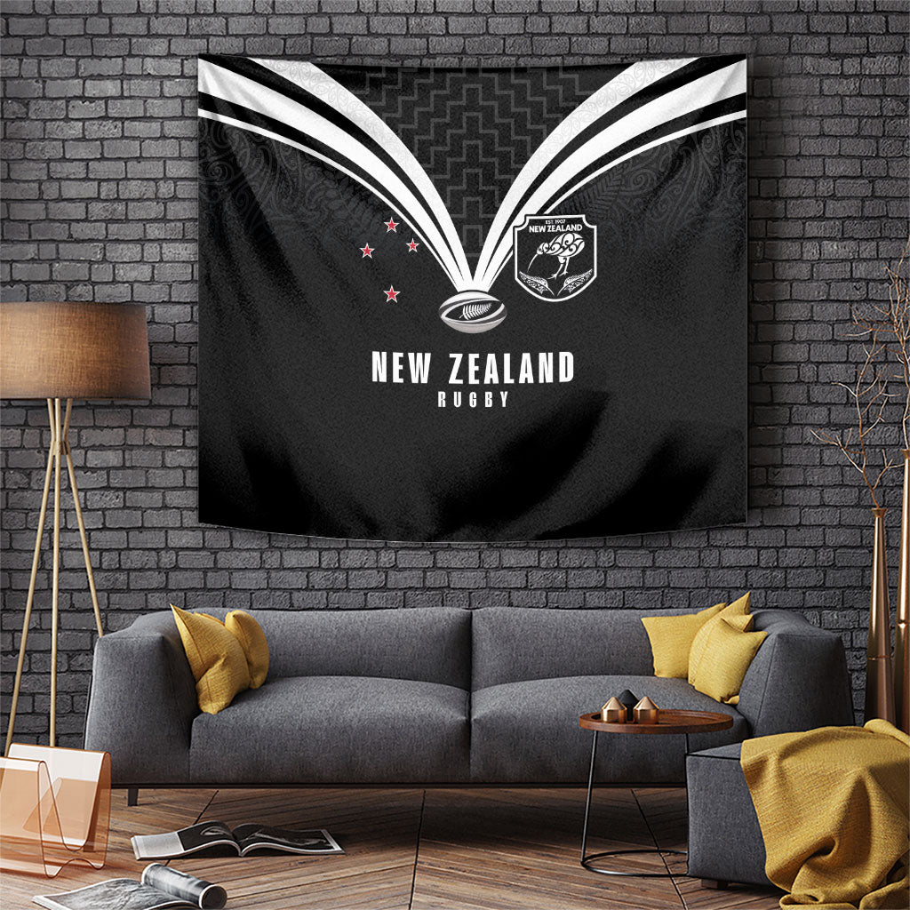 New Zealand Maori Rugby Tapestry Aotearoa Tribal Motif Retro Concept
