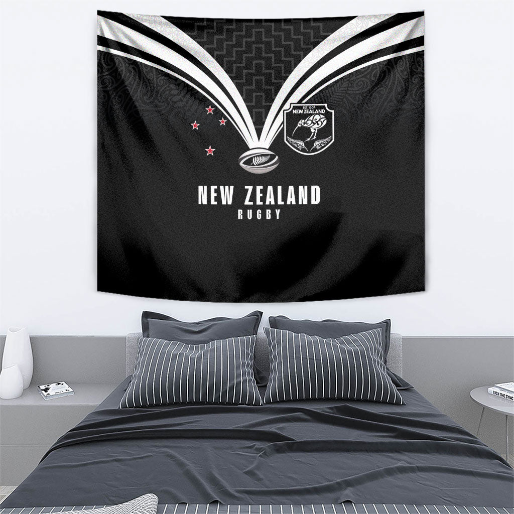 New Zealand Maori Rugby Tapestry Aotearoa Tribal Motif Retro Concept