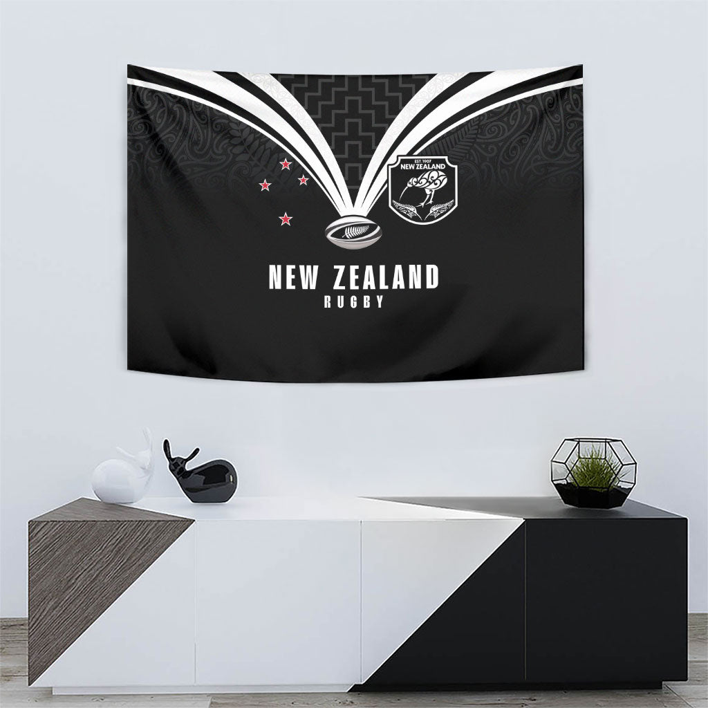 New Zealand Maori Rugby Tapestry Aotearoa Tribal Motif Retro Concept