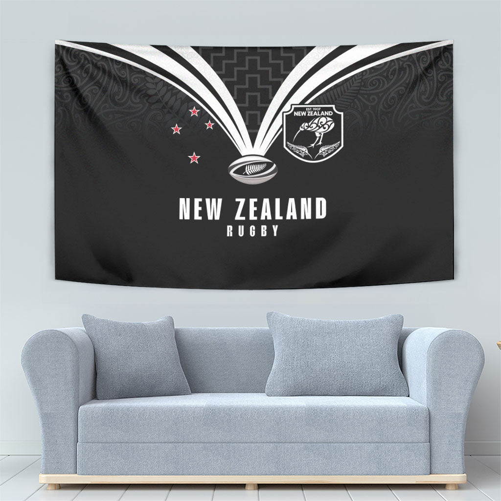 New Zealand Maori Rugby Tapestry Aotearoa Tribal Motif Retro Concept