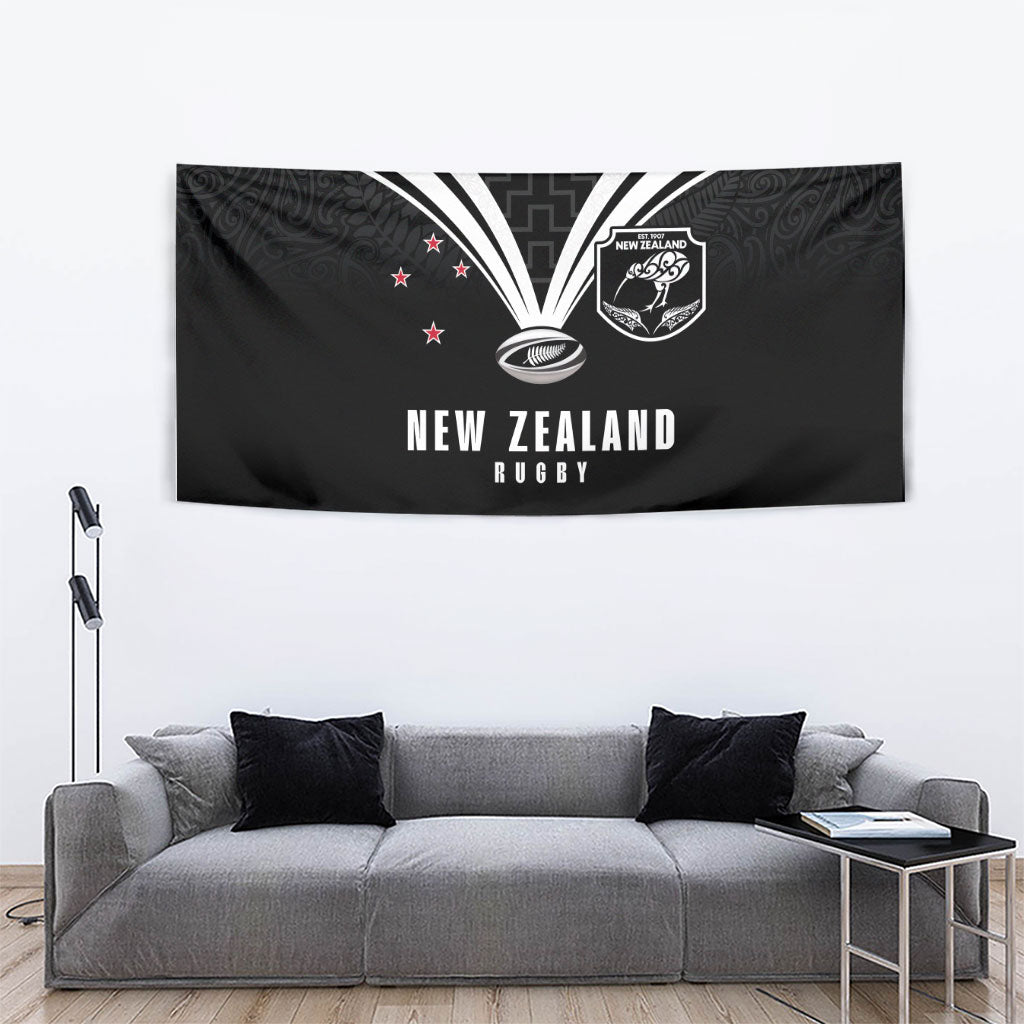 New Zealand Maori Rugby Tapestry Aotearoa Tribal Motif Retro Concept