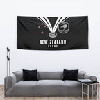 New Zealand Maori Rugby Tapestry Aotearoa Tribal Motif Retro Concept