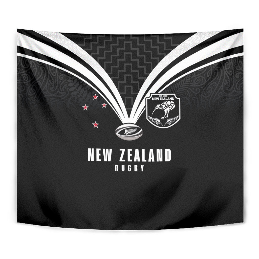 New Zealand Maori Rugby Tapestry Aotearoa Tribal Motif Retro Concept